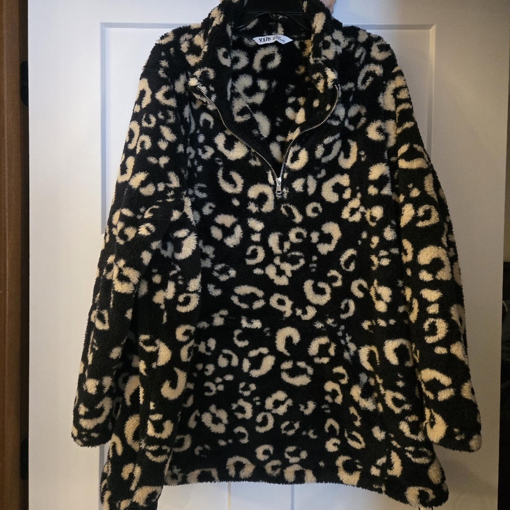 Yours Black and Cream Teddy Jacket
